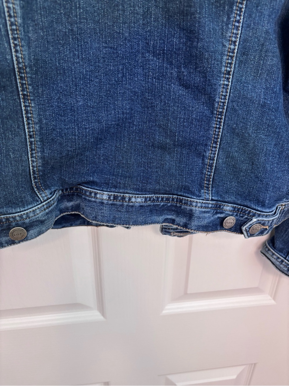 LOFT Indigo Blue Denim Jacket with Button Front - Picture 11 of 11